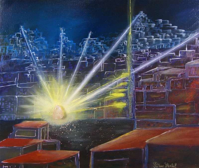 Art sacré, peinture du rayon cristal diamant de la transparence, par Patrice Skrabal
