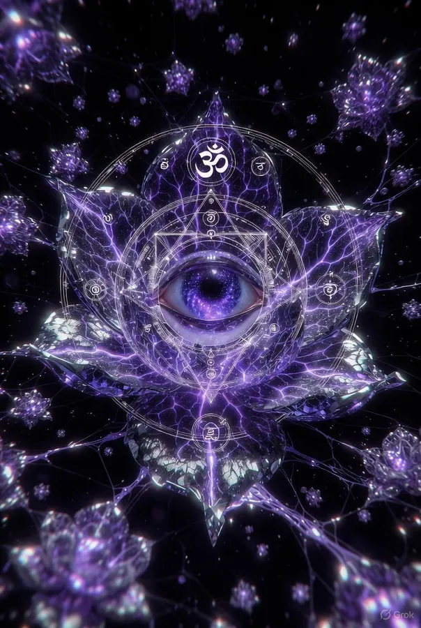 Illustration du chakra du Troisième Œil, sixième des sept chakras