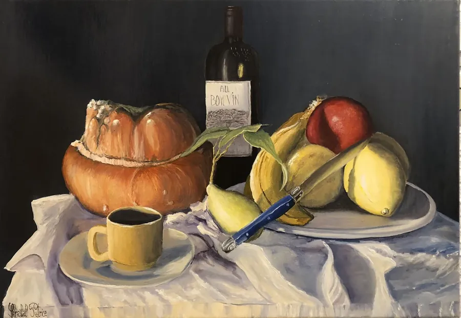 Nature morte peinte à l'huile, par Patrice Skrabal