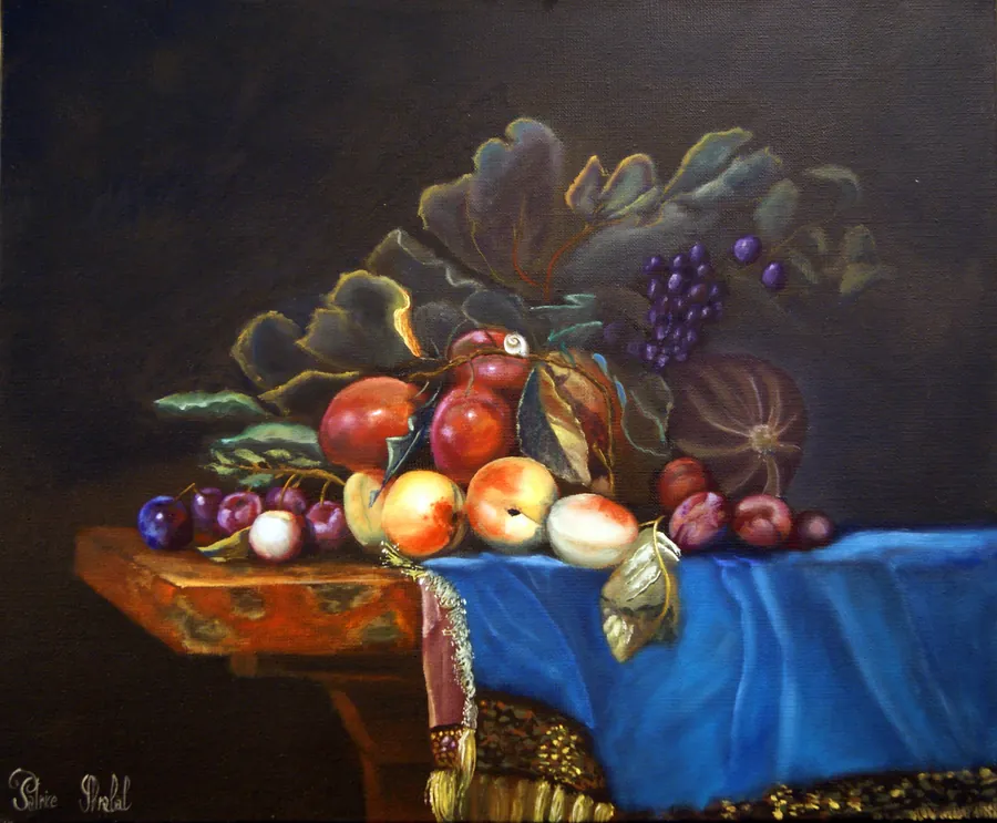 Nature morte aux fruits d'après Willem van Aelst, peinture à l'huile de Patrice Skrabal