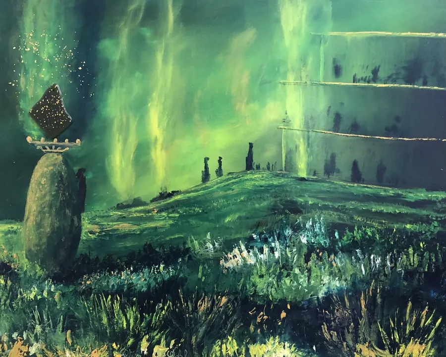 Art sacré, peinture du rayon vert de la circulation énergétique, par Patrice Skrabal